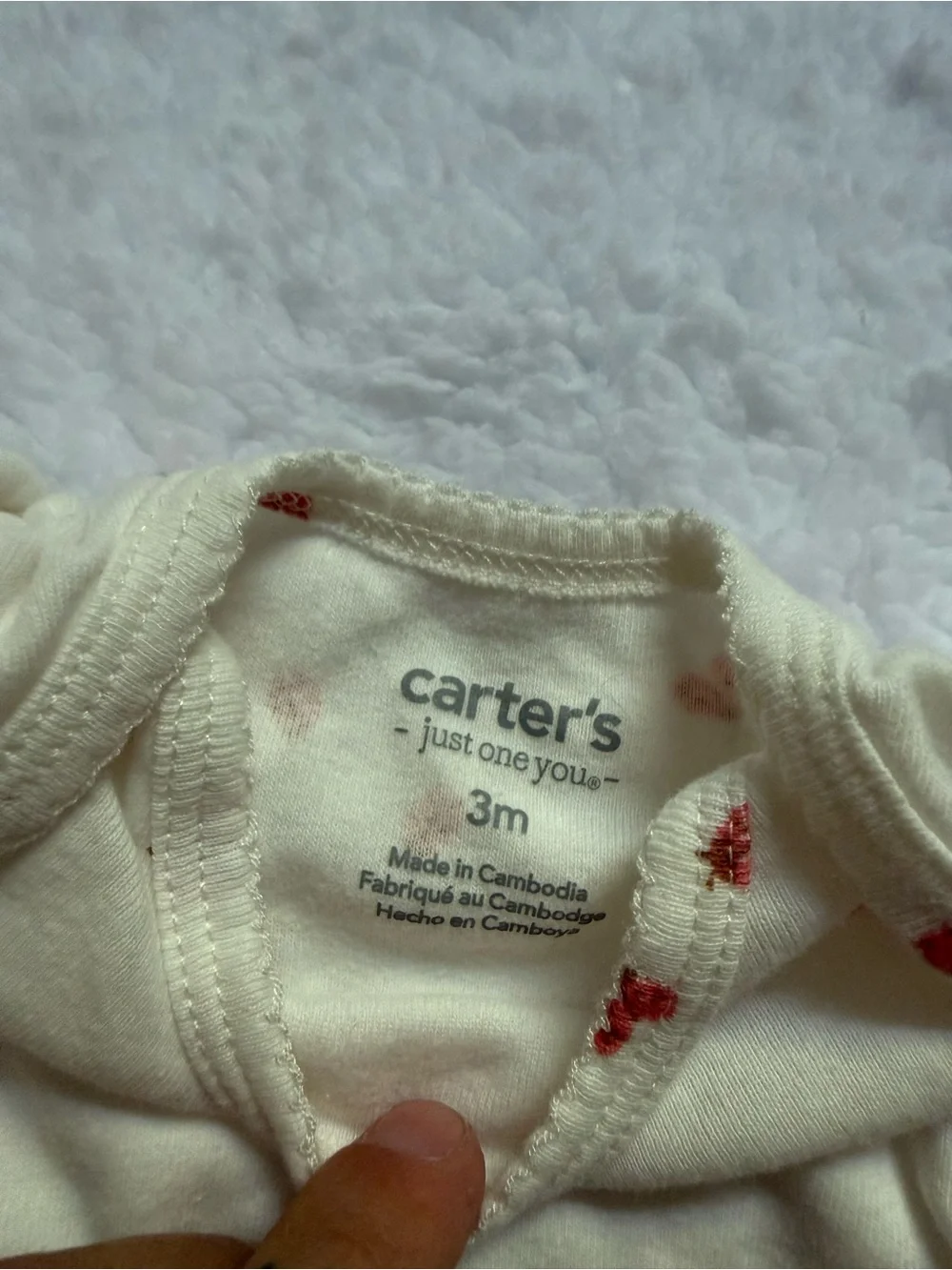 Carter's Cream Baby One-Piece Bodysuit with Red Strawberry Print